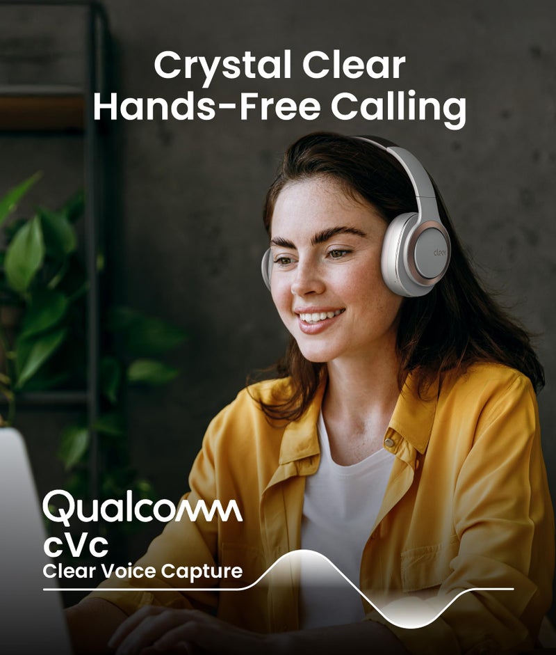 Cleer Audio Enduro ANC Noise Canceling Headphones, Bluetooth Multipoint Connection, Over-The-Ear Design with Mic, Crystal Clear Hands-Free Calling, up to 60 Hours of Battery Life - Light Grey - Image 4
